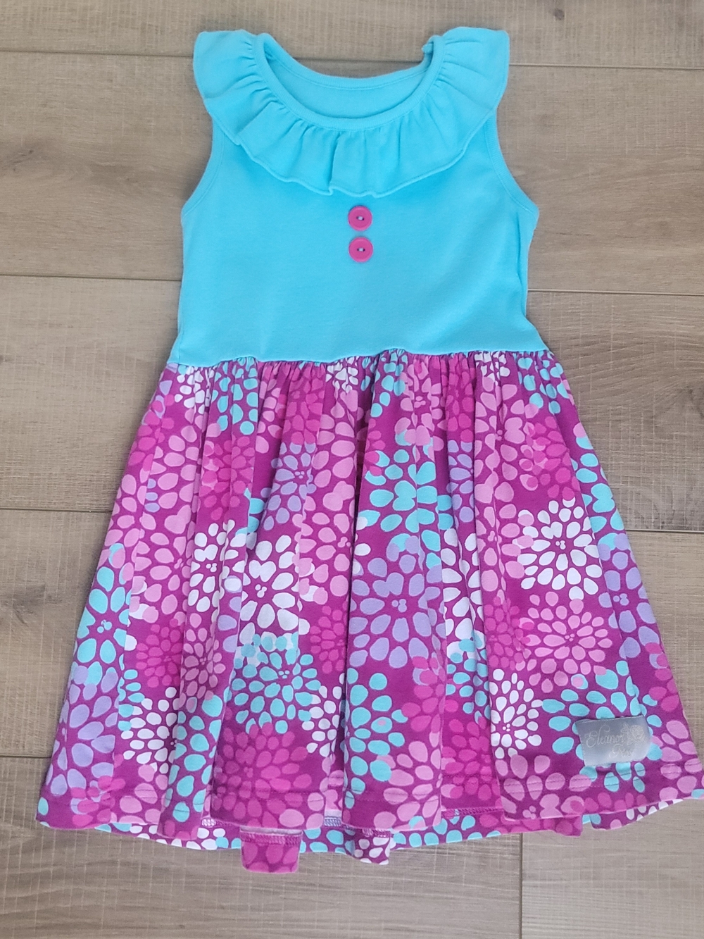 Eleanor Rose Aqua Top with Pink Floral Skirt